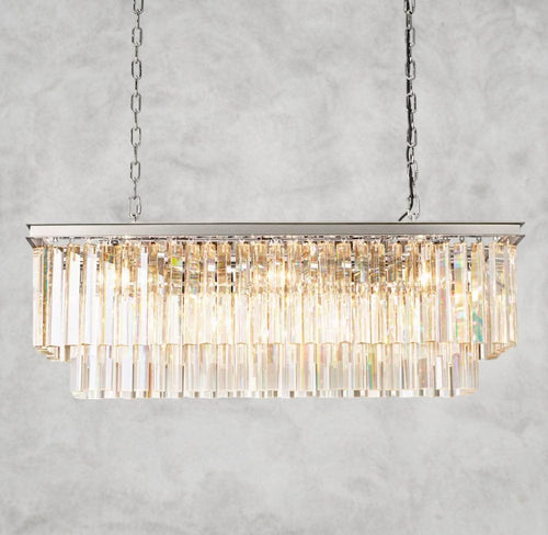 40" / Nickel 1920S Odeon Rectangular Chandelier 40", 49", 59"