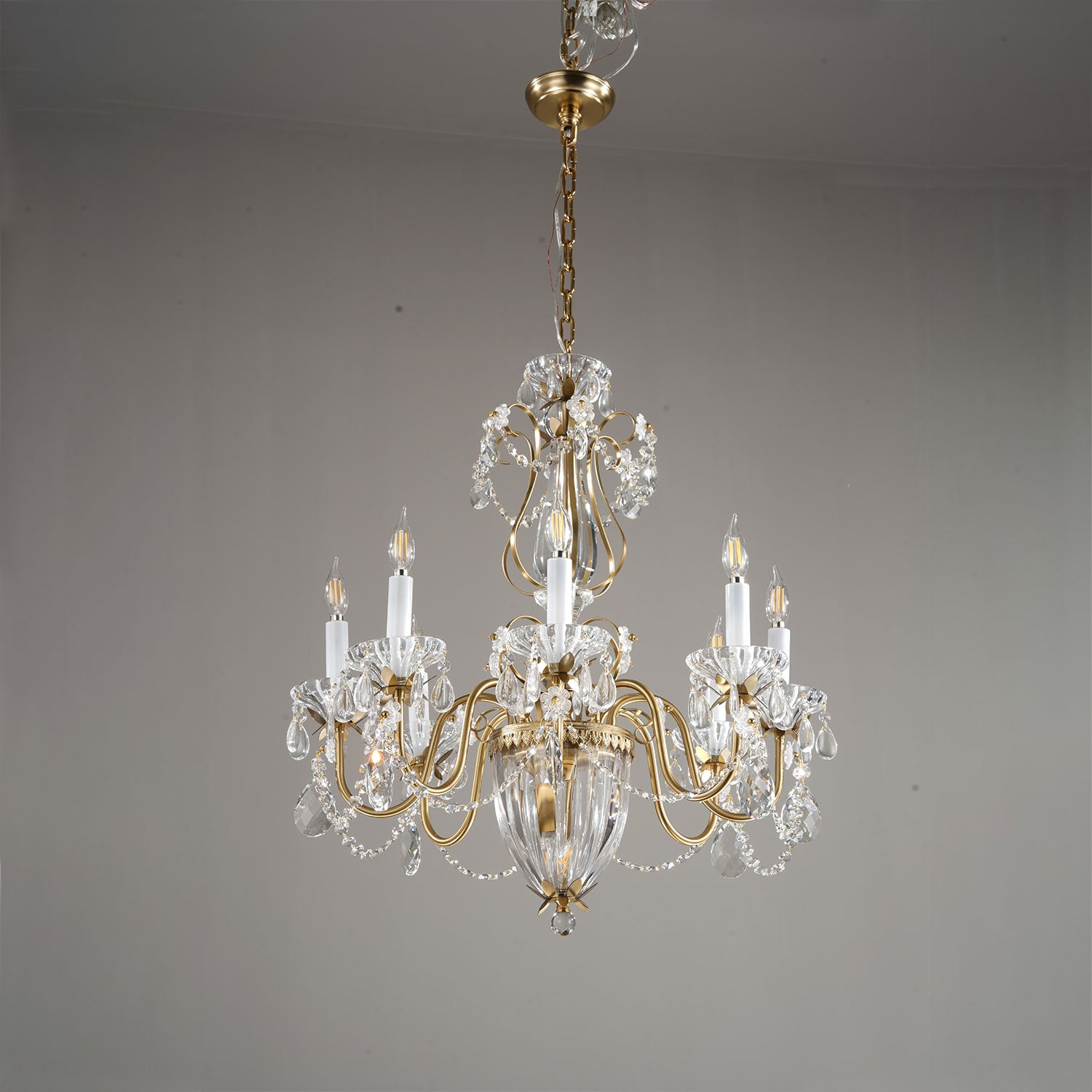Zeila Crystal Gold Chandelier Ceiling Light