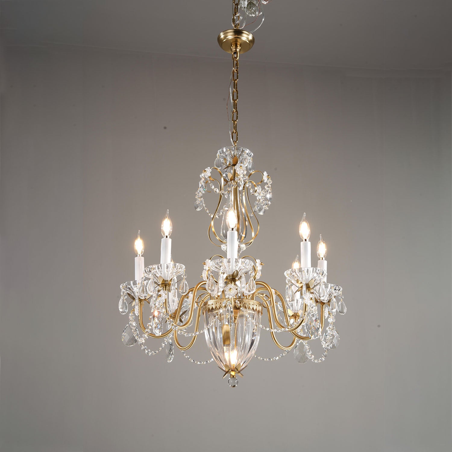 Zeila Crystal Gold Chandelier Ceiling Light