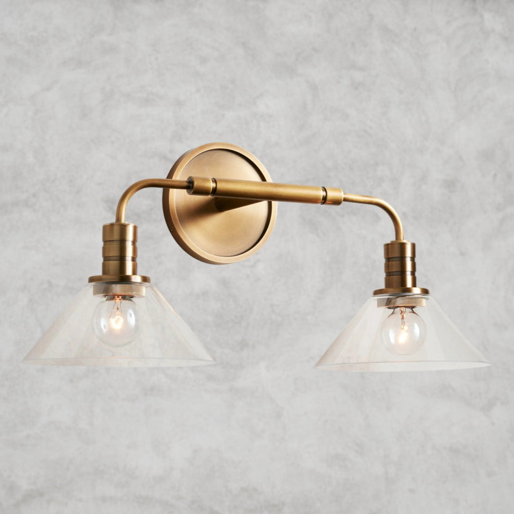 Brass / Clear Theron Double Sconce